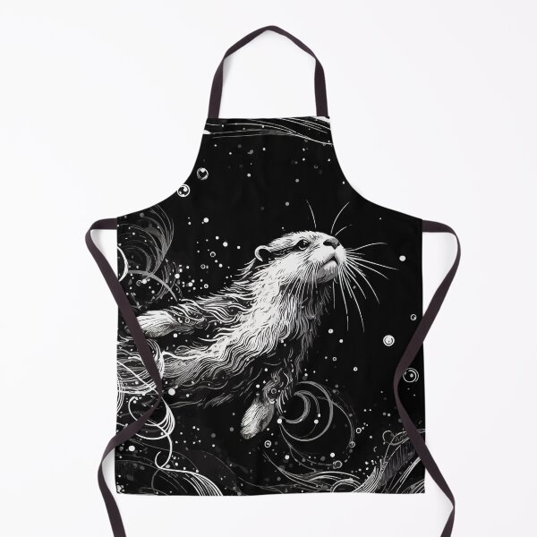 Item preview, Monochromatic Abstract Outline Otter Swimming Underwater designed and sold by TomFrontierArt.