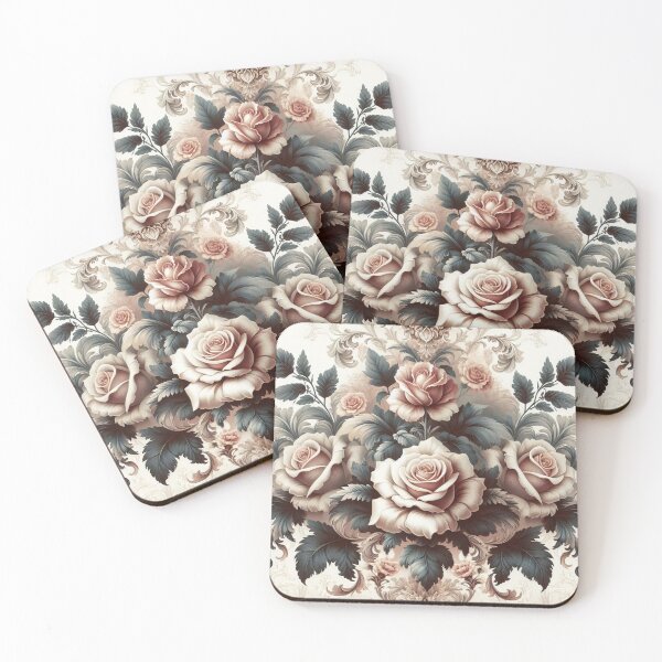 Item preview, Dusk Mauve & Cream Ombre Damask With Roses designed and sold by DesignsByPrnces.