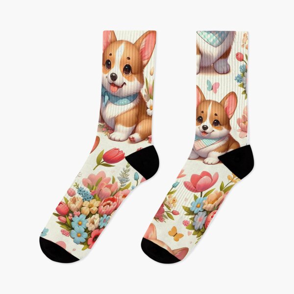 Item preview, Cheerful Corgis Among Blossoms designed and sold by digiscapeart.