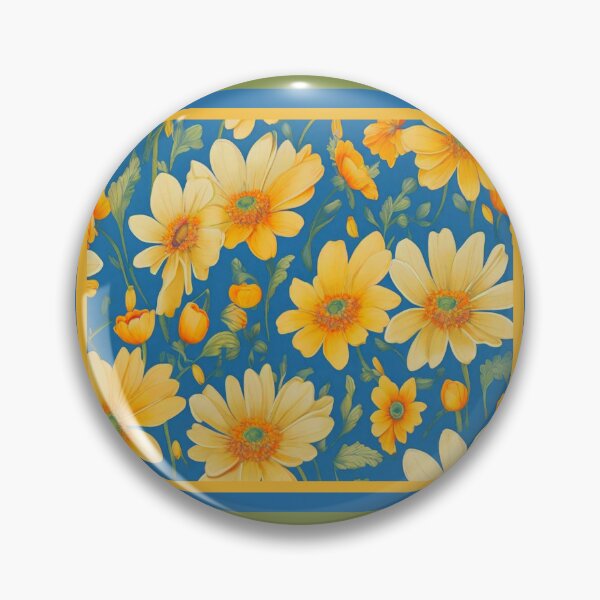 Item preview, Yellow daisies on a blue background  designed and sold by Flowersonstuff.