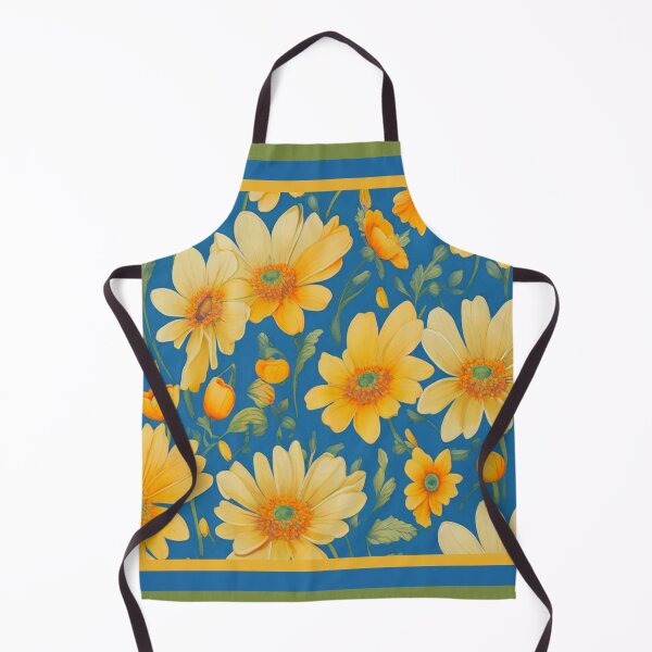 Item preview, Yellow daisies on a blue background designed and sold by Flowersonstuff.