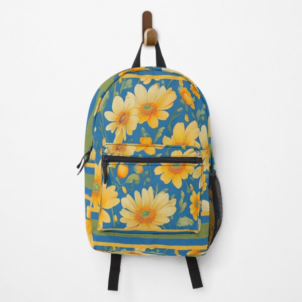 Item preview, Yellow daisies on a blue background  designed and sold by Flowersonstuff.