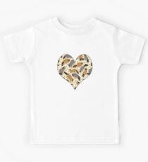 Adorable Racoon Friends, Animal Pattern in Nature Colors of Grey and Brown with Paw Prints Kids Tee