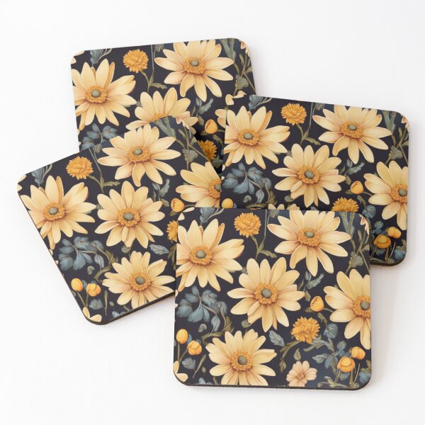 Item preview, Golden daisies on a black background  designed and sold by Flowersonstuff.