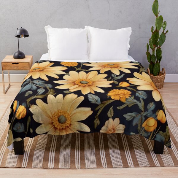 Item preview, Golden daisies on a black background  designed and sold by Flowersonstuff.