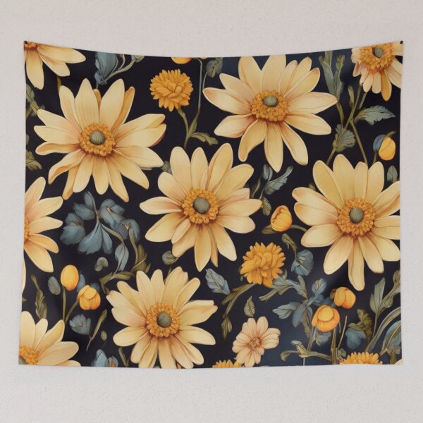 Item preview, Golden daisies on a black background  designed and sold by Flowersonstuff.