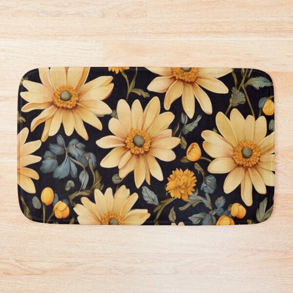 Item preview, Golden daisies on a black background  designed and sold by Flowersonstuff.