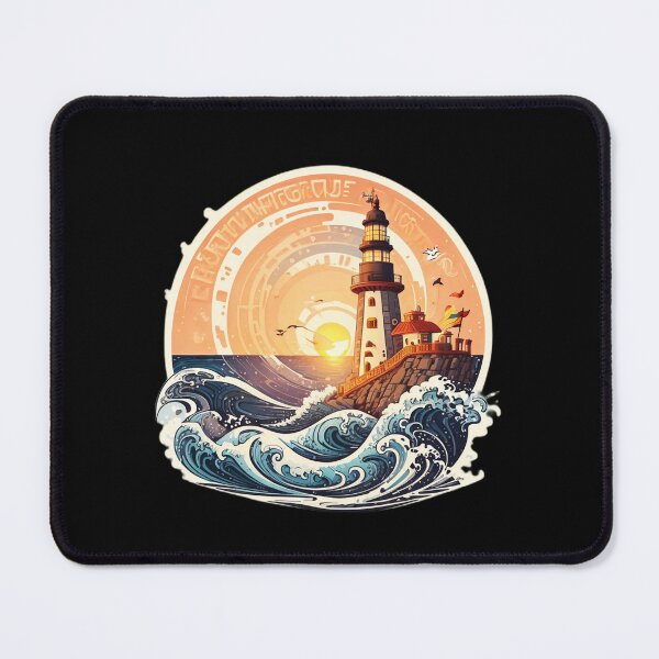 Item preview, Pirate Style Lighthouse at Sunset and Ocean Tranquility designed and sold by NautiChic.