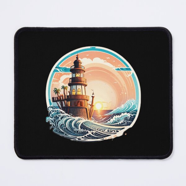 Item preview, Pirate Lighthouse at Sunset and Ocean Waves designed and sold by NautiChic.