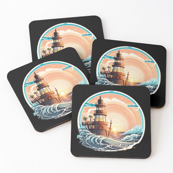 Item preview, Pirate Lighthouse at Sunset and Ocean Waves designed and sold by NautiChic.