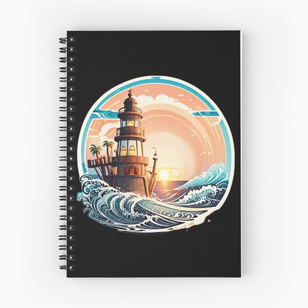 Item preview, Pirate Lighthouse at Sunset and Ocean Waves designed and sold by NautiChic.