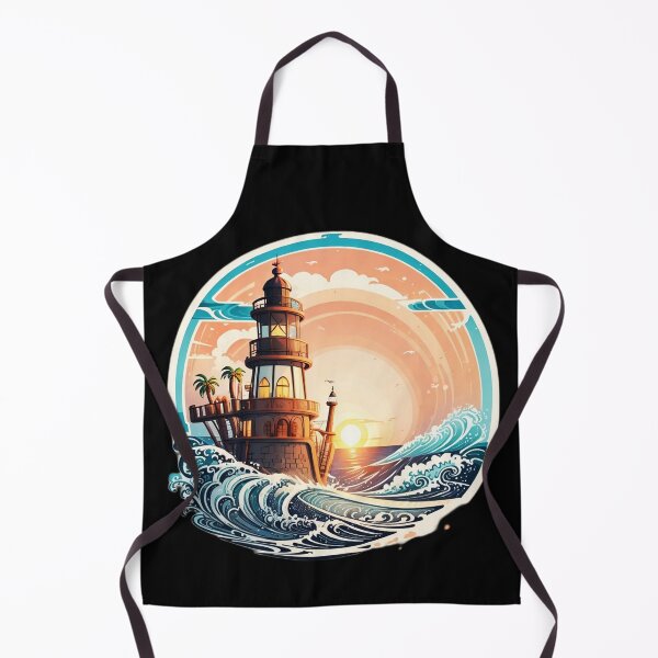 Item preview, Pirate Lighthouse at Sunset and Ocean Waves designed and sold by NautiChic.