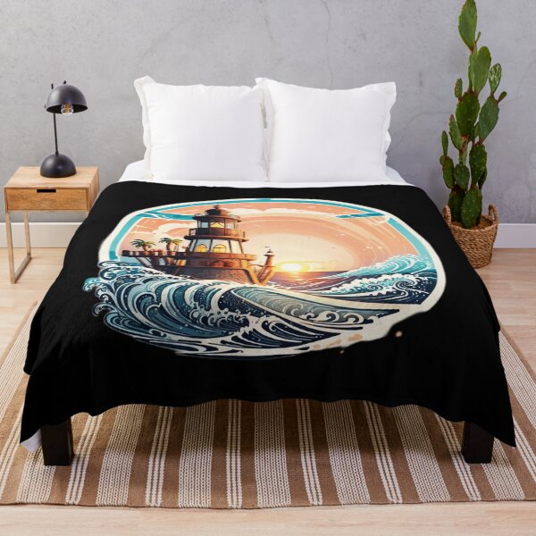 Item preview, Pirate Lighthouse at Sunset and Ocean Waves designed and sold by NautiChic.