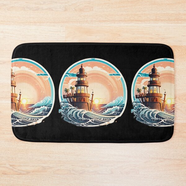 Item preview, Pirate Lighthouse at Sunset and Ocean Waves designed and sold by NautiChic.