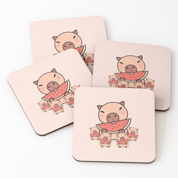 Item preview, Capybara Eating Watermelon with Baby Capybaras designed and sold by jdaydrawing.