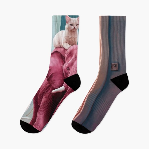 Item preview, Pink elephant and white cats designed and sold by M-Y-A-R-T-.