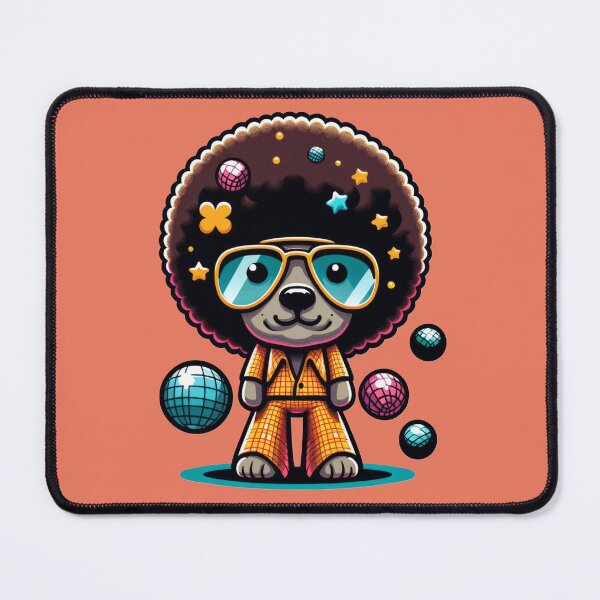 Item preview, Disco Dog with Afro and Sunglasses Illustration designed and sold by ImagineCorner.