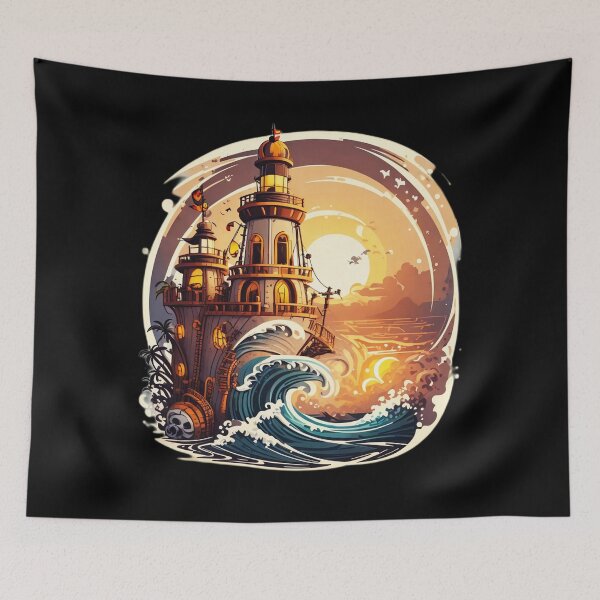 Item preview, Pirate Conquered Lighthouse at Sunset and Ocean Storm designed and sold by NautiChic.