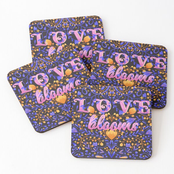 Item preview, Love Blooms Floral Lettering in Pink, Yellow and Blue designed and sold by aneladesigns.