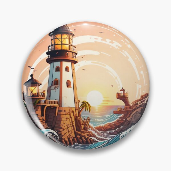 Item preview, Pirate Base Conquered Lighthouse at Sunset and Ocean Storm designed and sold by NautiChic.