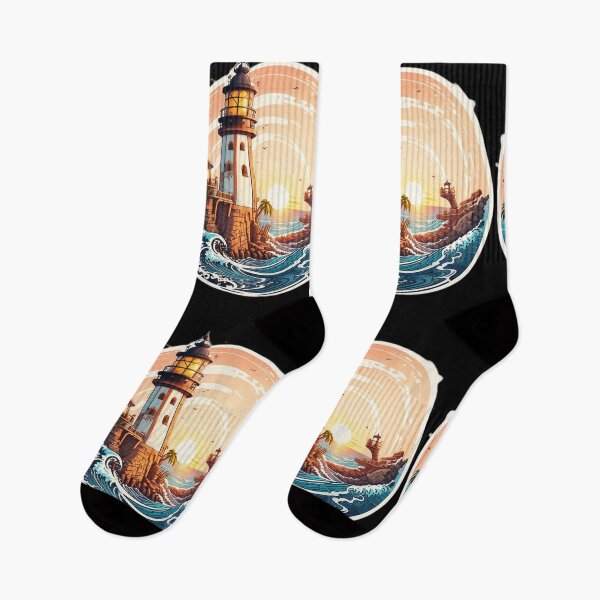 Item preview, Pirate Base Conquered Lighthouse at Sunset and Ocean Storm designed and sold by NautiChic.