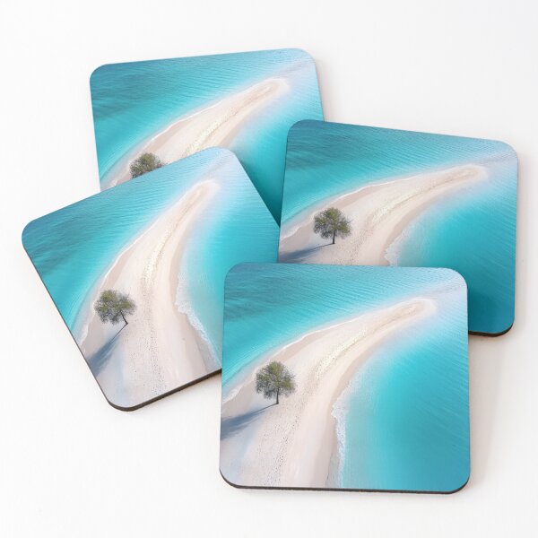 Item preview, Aerial view of a lone tree on sandy beach designed and sold by Artessie.