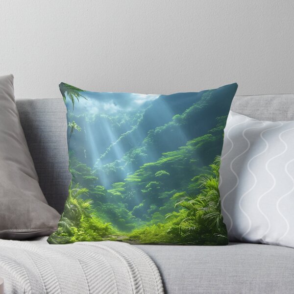 Aperçu de l'œuvre Mystical sunrays piercing through lush forest créée et vendue par Artessie.