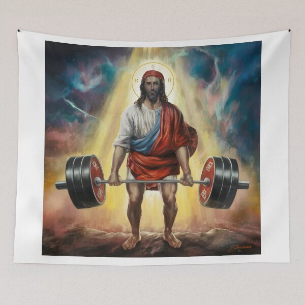 Item preview, "Jesus deadlifter". Funny Christian Painting  designed and sold by Obinne.