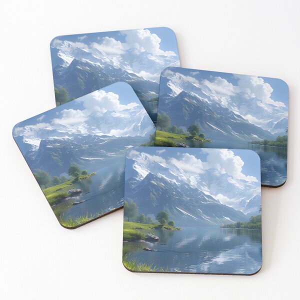 Item preview, Tranquil lake scene with mountain backdrop designed and sold by Artessie.