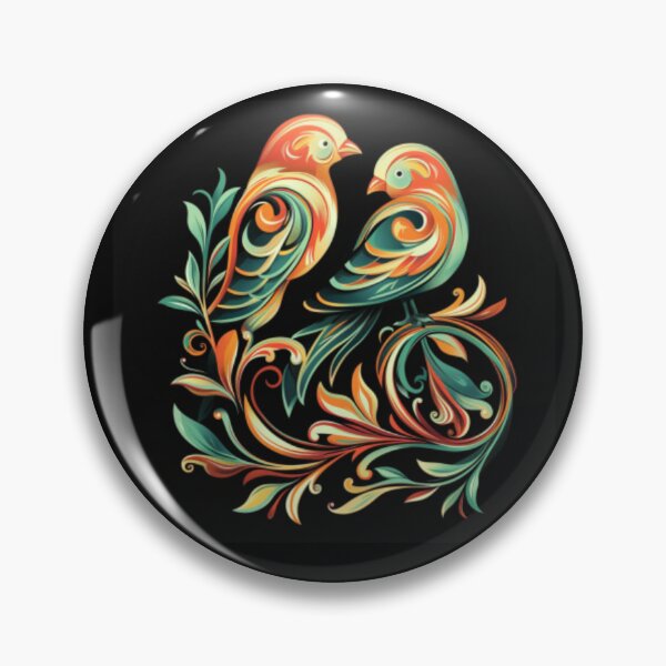 Item preview, Couple of sparrows in fluorescent orange and green colors. designed and sold by cristina1001.