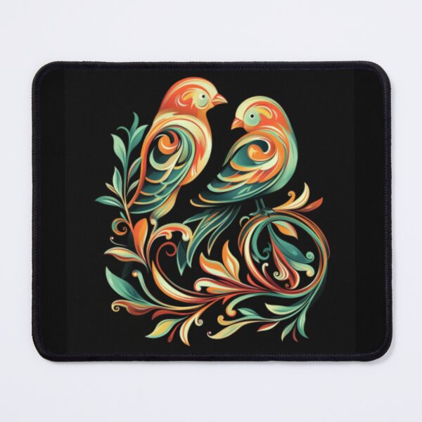 Item preview, Couple of sparrows in fluorescent orange and green colors. designed and sold by cristina1001.