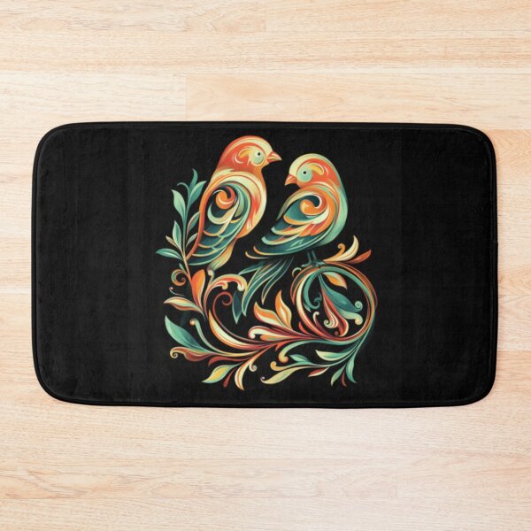 Item preview, Couple of sparrows in fluorescent orange and green colors. designed and sold by cristina1001.