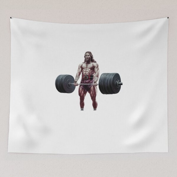 Item preview, "JESUS DEADLIFTER". JESUS WITH SIX PACK FUNNY  designed and sold by Obinne.