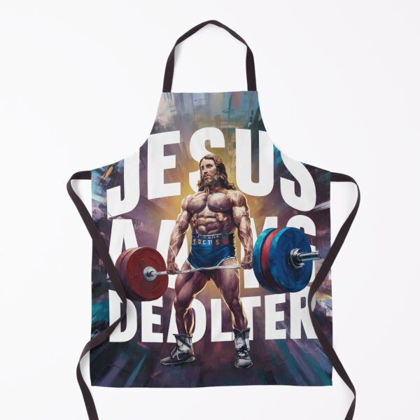 Item preview, "JESUS THE ULTIMATE DEAD LIFTER " FUNNY JESUS GYMING .jesus with six pack designed and sold by Obinne.