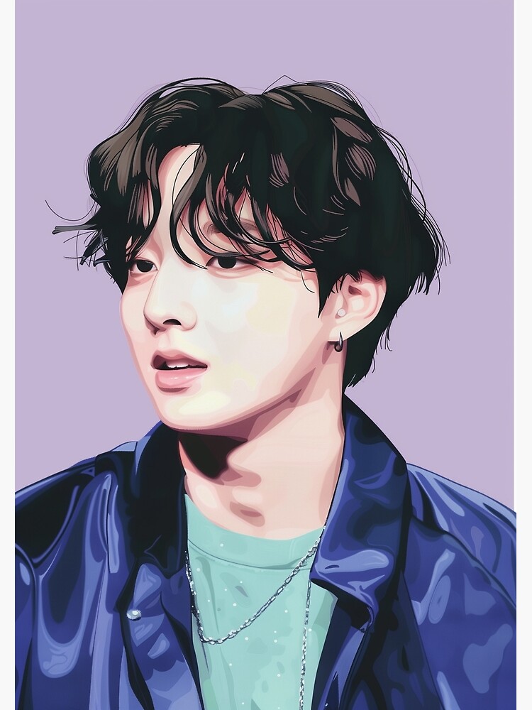 BTS Jung Kook Illustration Drawing Purple Background Poster sold by ...