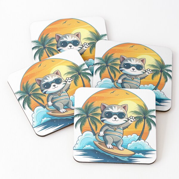 Item preview, Cute Cat Surfing designed and sold by catcraftss.