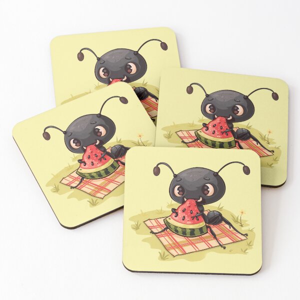 Item preview, Ant Eating a Watermelon on a Picnic Blanket designed and sold by LarkspurAndTea.