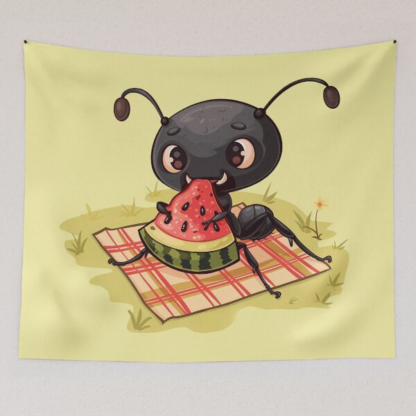 Item preview, Ant Eating a Watermelon on a Picnic Blanket designed and sold by LarkspurAndTea.