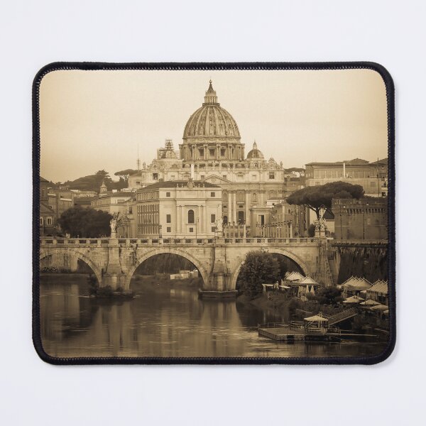 Item preview, Rome old postcard, Vatican Dome with bridge on Tiber river - vintage style designed and sold by Paolo Modena Photography    -   Fine Italian Art.