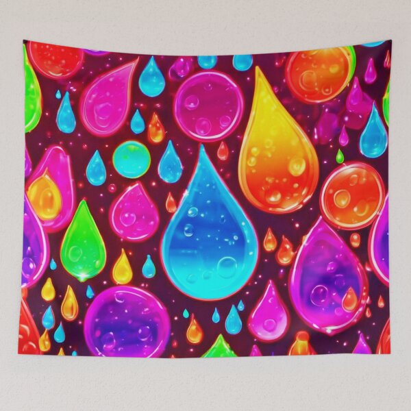 Item preview, Vibrant Neon Raindrops designed and sold by Health And Fitness Posts e-Store.