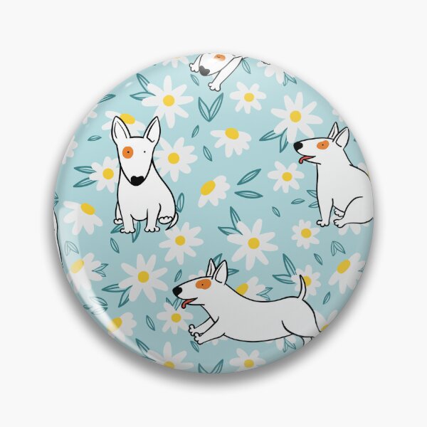Item preview, Cute Bull Terrier White Flower Pattern blue designed and sold by BeebooDesign.