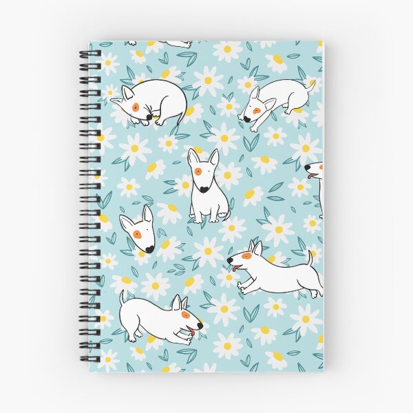 Item preview, Cute Bull Terrier White Flower Pattern blue designed and sold by BeebooDesign.