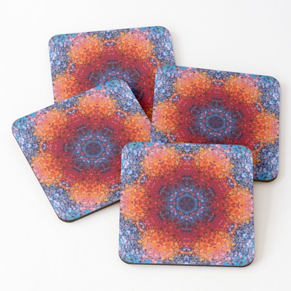 Item preview, Digital Mandala Red Orange and Blue designed and sold by WormholeOrbital.
