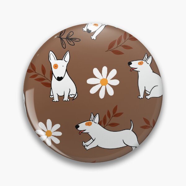 Item preview, Cute Bull Terrier White And Daisy Flower Pattern Brown designed and sold by BeebooDesign.