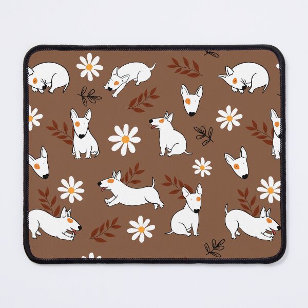 Item preview, Cute Bull Terrier White And Daisy Flower Pattern Brown designed and sold by BeebooDesign.
