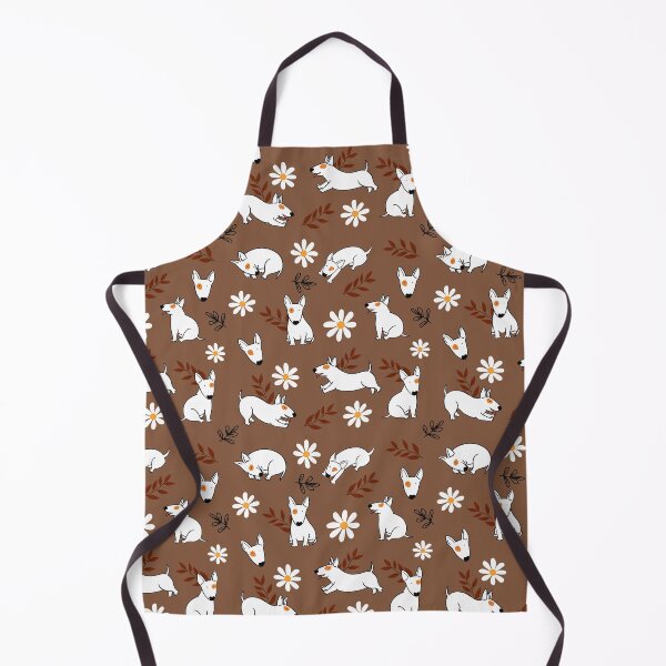 Item preview, Cute Bull Terrier White And Daisy Flower Pattern Brown designed and sold by BeebooDesign.