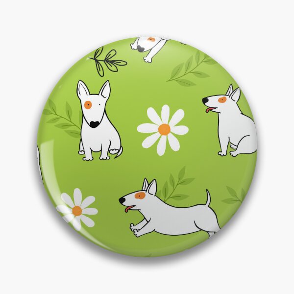 Item preview, Cute Bull Terrier White And Daisy Flower Pattern Lime Green designed and sold by BeebooDesign.