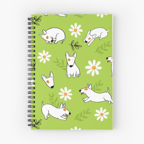 Item preview, Cute Bull Terrier White And Daisy Flower Pattern Lime Green designed and sold by BeebooDesign.