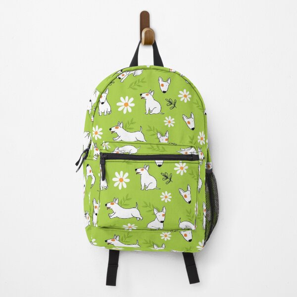 Item preview, Cute Bull Terrier White And Daisy Flower Pattern Lime Green designed and sold by BeebooDesign.
