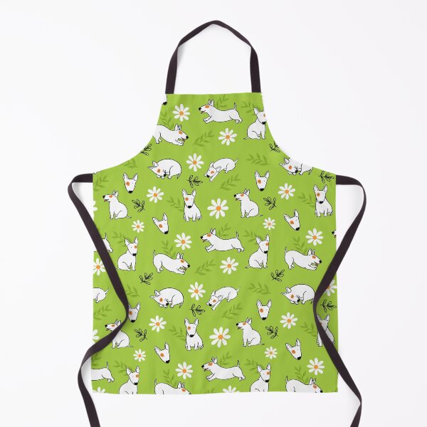 Item preview, Cute Bull Terrier White And Daisy Flower Pattern Lime Green designed and sold by BeebooDesign.